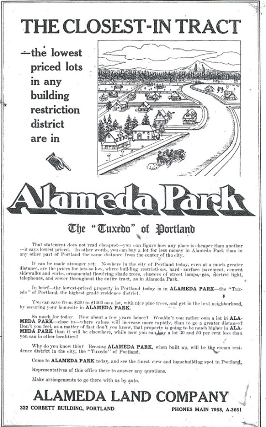 10-24-09 Advertisement for Alameda Park Neighborhood, from The Oregonian