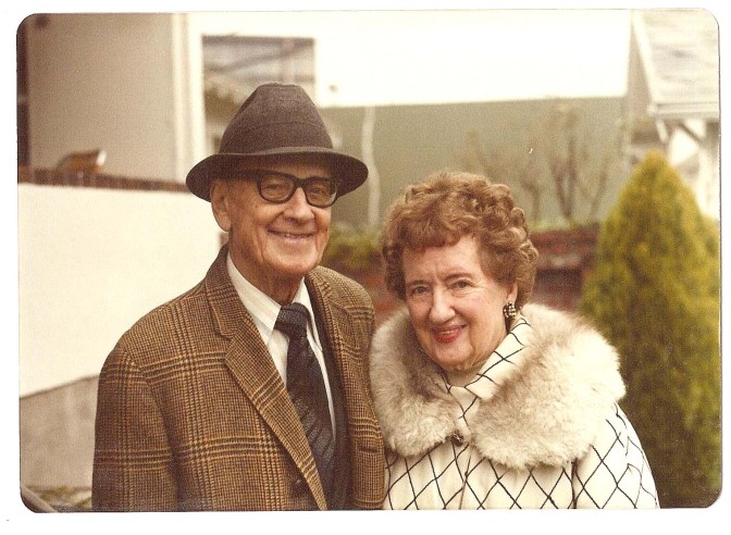 irwins Architect and builder Albert Hugh Irwin and his wife Ruth Marie Irwin. Taken in 1973. Photo courtesy of Paul Crocker, A.H. Irwin Collection.